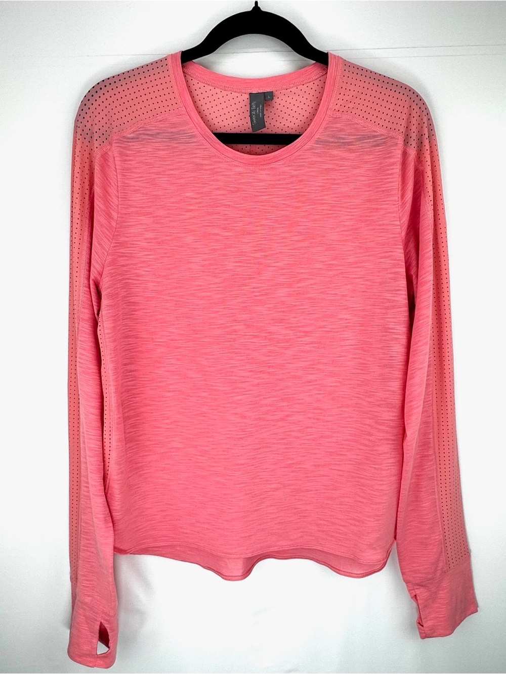 Sweaty Betty Coral Pink Perforated Long Sleeve Top
